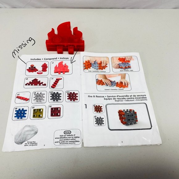 Little Tikes Waffle Blocks Fire & Rescue Set Incomplete - Picture 2 of 11